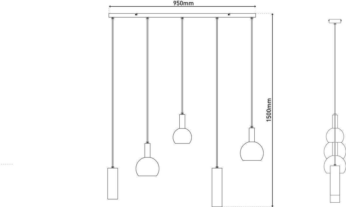 PENDELLEUCHTE CUSCO   - Schwarz/Naturfarben, Design, Metall (95cm) - Näve