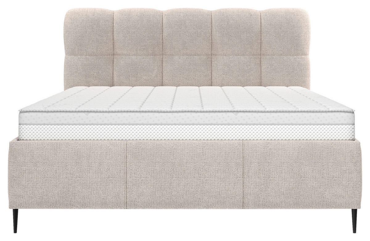 POLSTERBETT gepolstertes Kopfteil, Lattenrost 200/200 cm  in Beige  - Beige/Schwarz, Design, Holz/Textil (200/200cm) - Boxxx