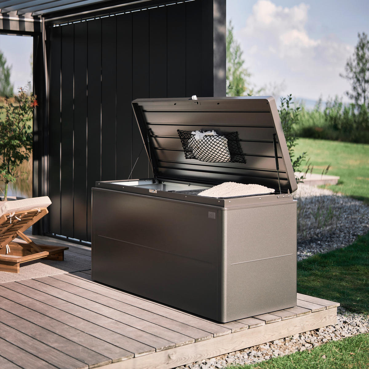  KISSENBOX 200/90/85 cm Metall Dunkelgrau  - Dunkelgrau, Design, Metall (200/90/85cm) - Biohort