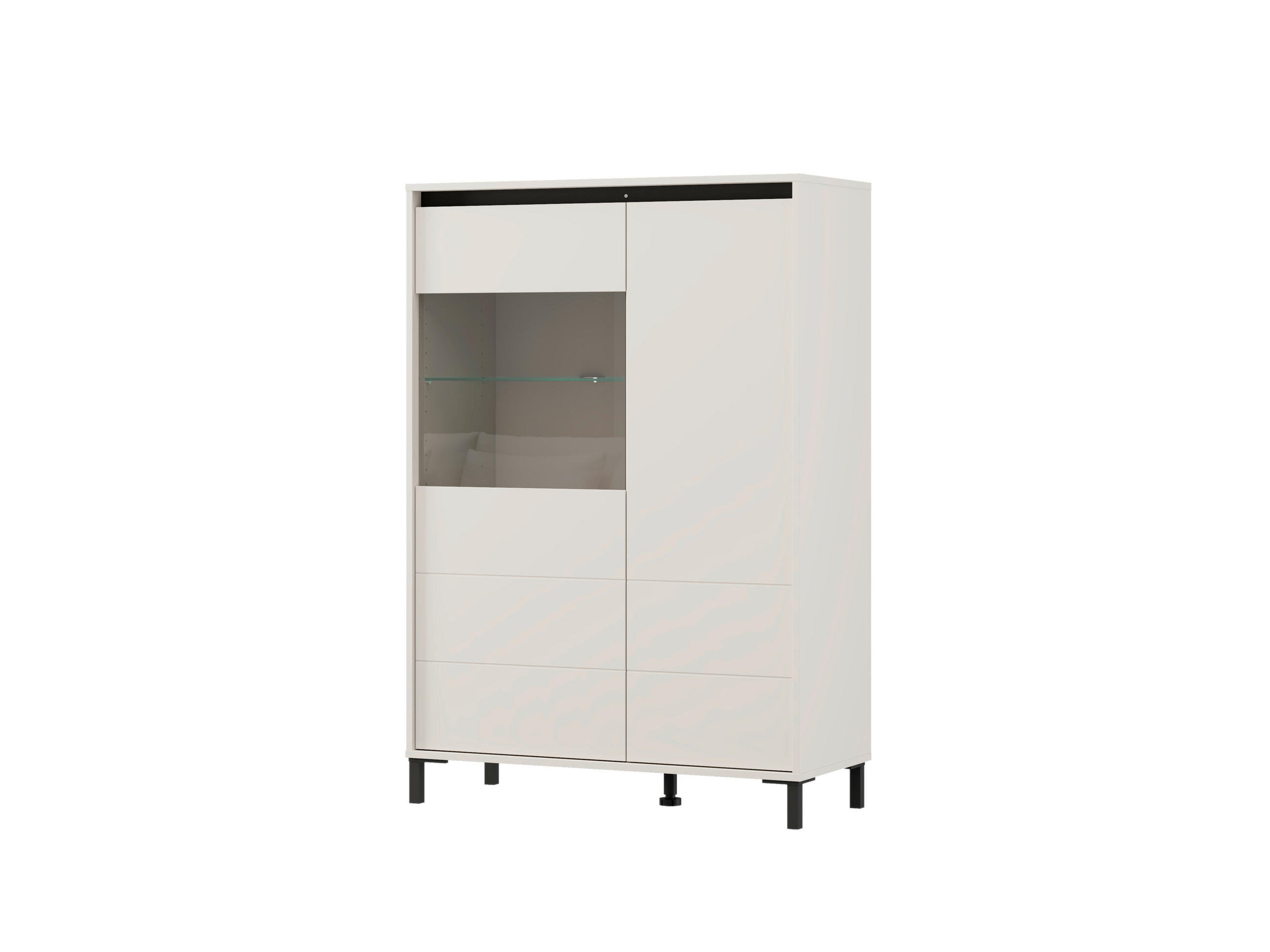 VITRINA   - kašmir/crna, Moderno, staklo/drvni materijal (93/40/135cm)