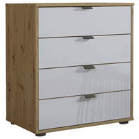 KOMÓD 60/70/43 cm  - Bianco tölgy/fekete, Konventionell, faalapú anyag/üveg (60/70/43cm) - Dieter Knoll