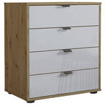 KOMMODE , 60/70/43 cm, 4 Schublade(n)  - Schieferfarben/Eiche Bianco, KONVENTIONELL, Glas/Holzwerkstoff (60/70/43cm) - Dieter Knoll