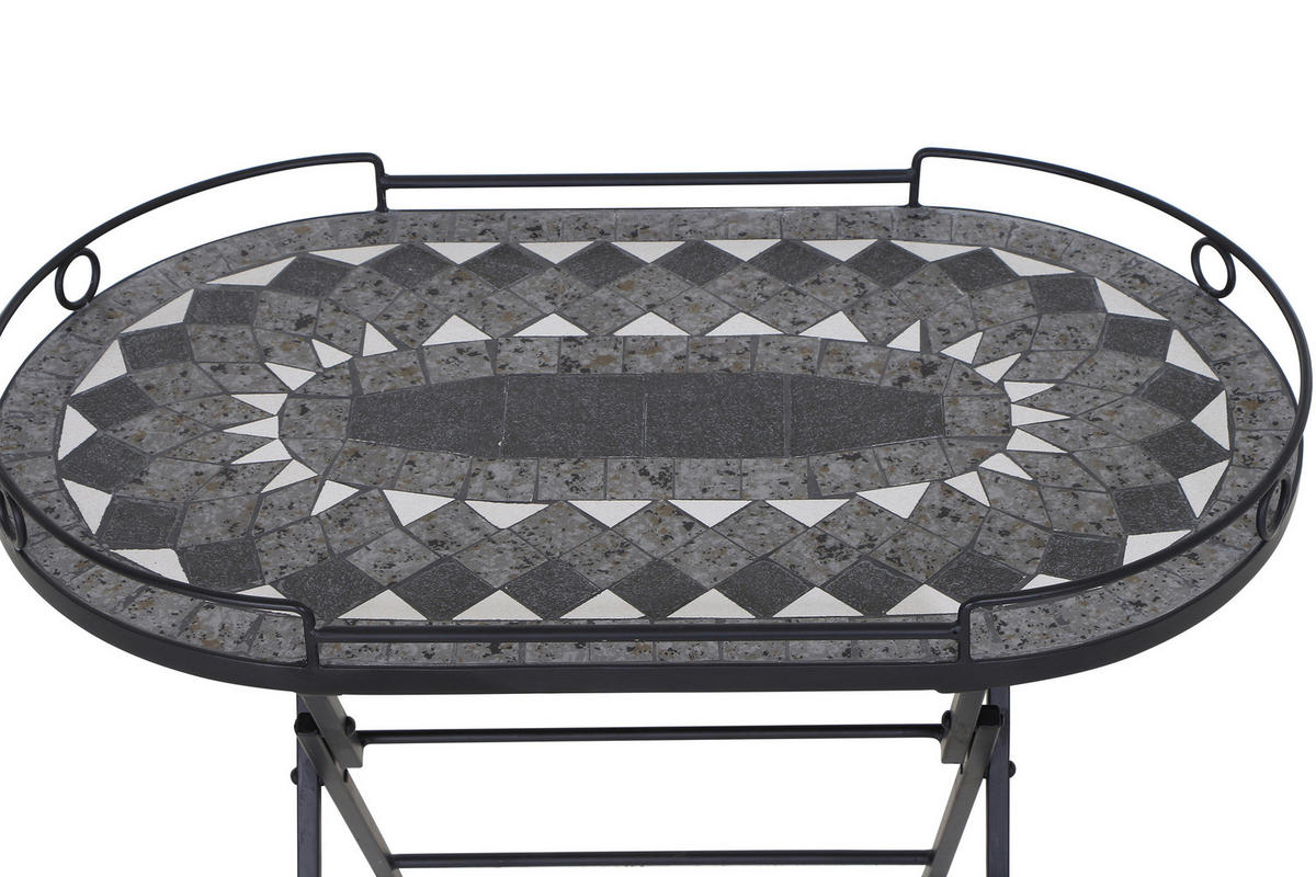 GARTENBEISTELLTISCH 67,5/41/60 cm Metall, Keramik  - Schwarz, KONVENTIONELL, Keramik/Metall (67,5/41/60cm) - Siena Garden