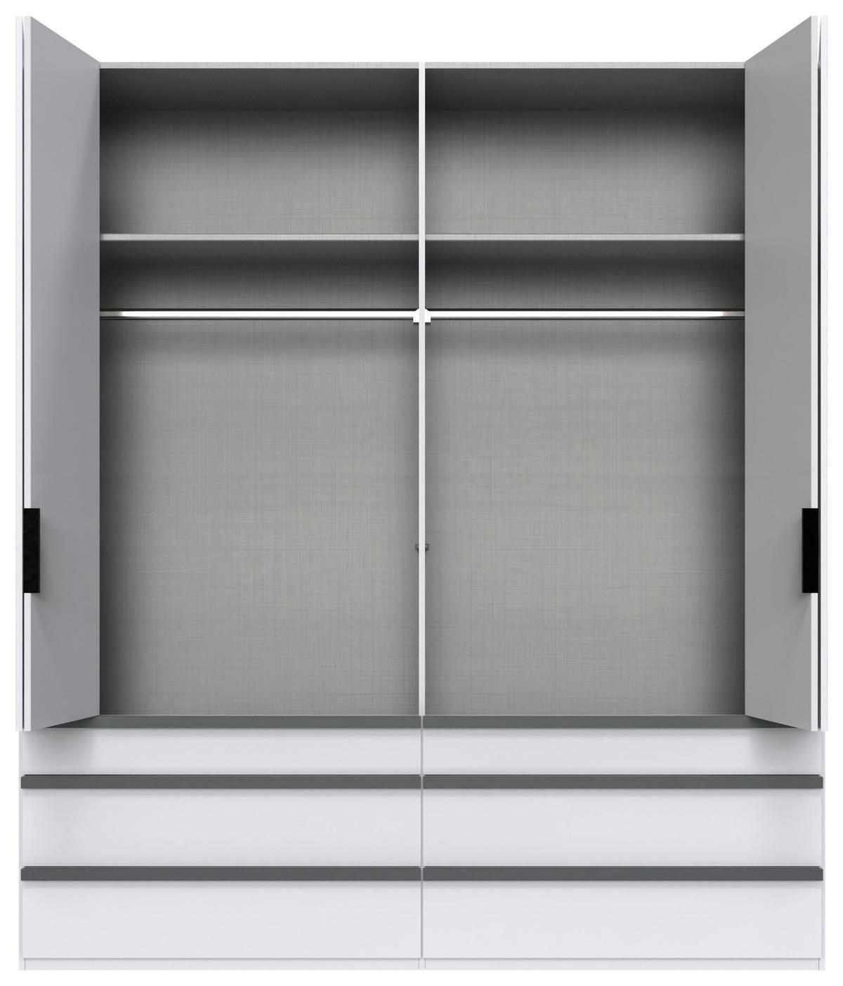 FALTTÜRENSCHRANK 200/236/58 cm 4-türig Weiß  - Schwarz/Weiß, Design, Holzwerkstoff (200/236/58cm) - Boxxx
