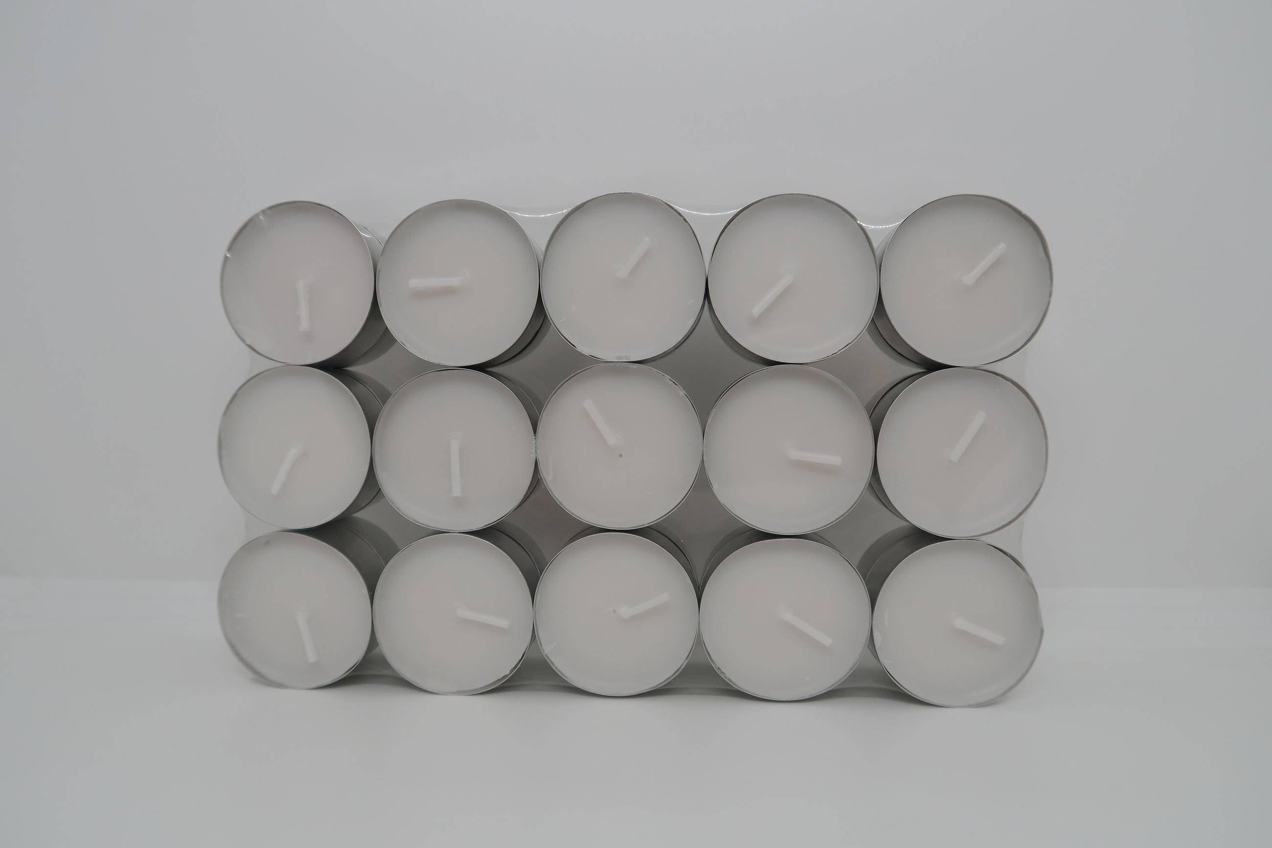 SET DE LUMÂNĂRI PASTILĂ  - alb/culoare stejar argintiu, Basics, materiale naturale/metal (19,5/11cm) - Ambia Home