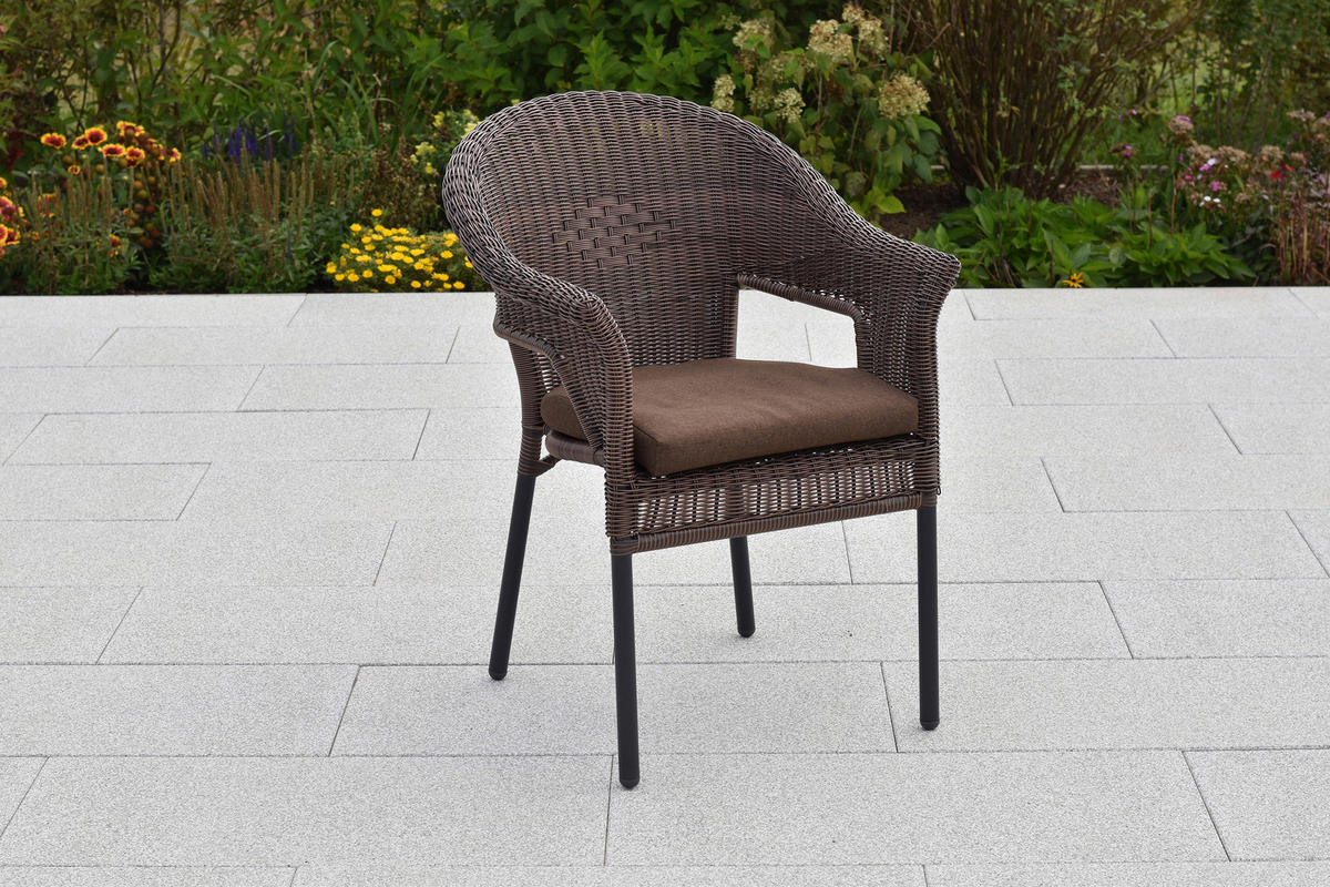 GARTENSET Stahl  - Graphitfarben/Braun, MODERN, Kunststoff/Textil - Gardenson
