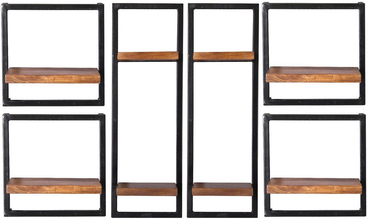 WANDREGALSET 135/75/25 cm  - Schwarz/Naturfarben, Design, Holz/Metall (135/75/25cm) - MID.YOU