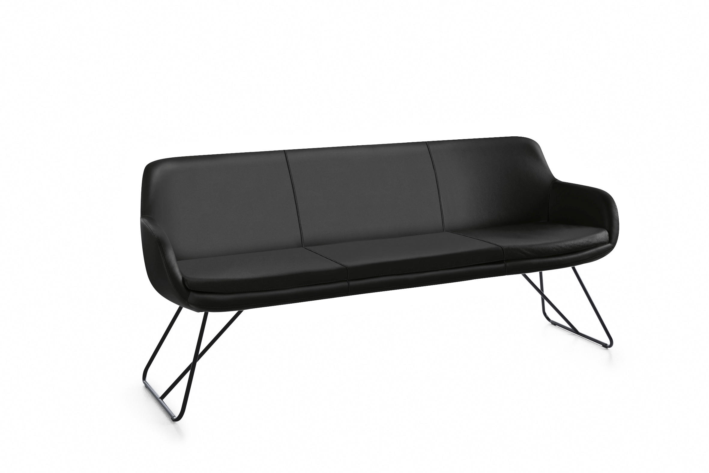 SITZBANK 180/87/65 cm Echtleder Schwarz Metall - Schwarz, Design, Leder/Metall (180/87/65cm) - Musterring