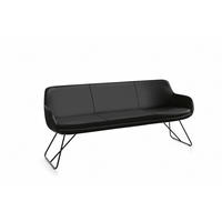 SITZBANK 180/87/65 cm Echtleder Schwarz Metall  - Schwarz, Design, Leder/Metall (180/87/65cm) - Musterring