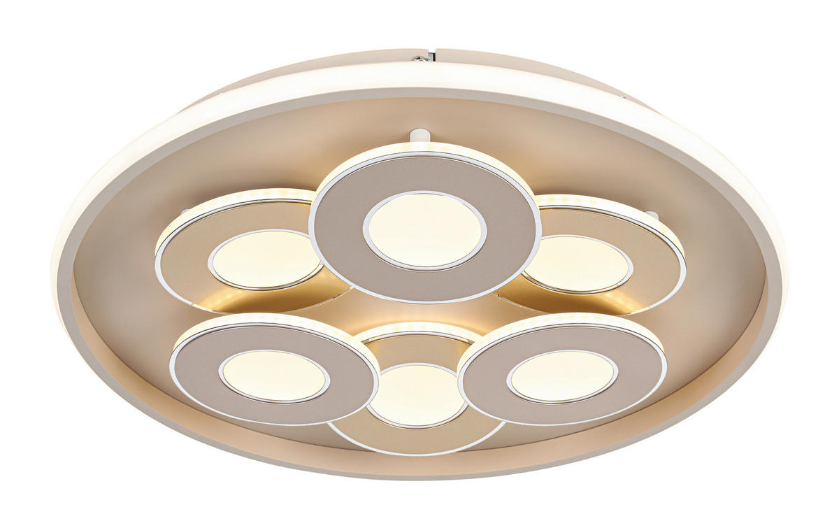 LED-DECKENLEUCHTE Ilok 50/5 cm  - Sandfarben/Chromfarben, Design, Kunststoff/Metall (50/5cm) - Novel