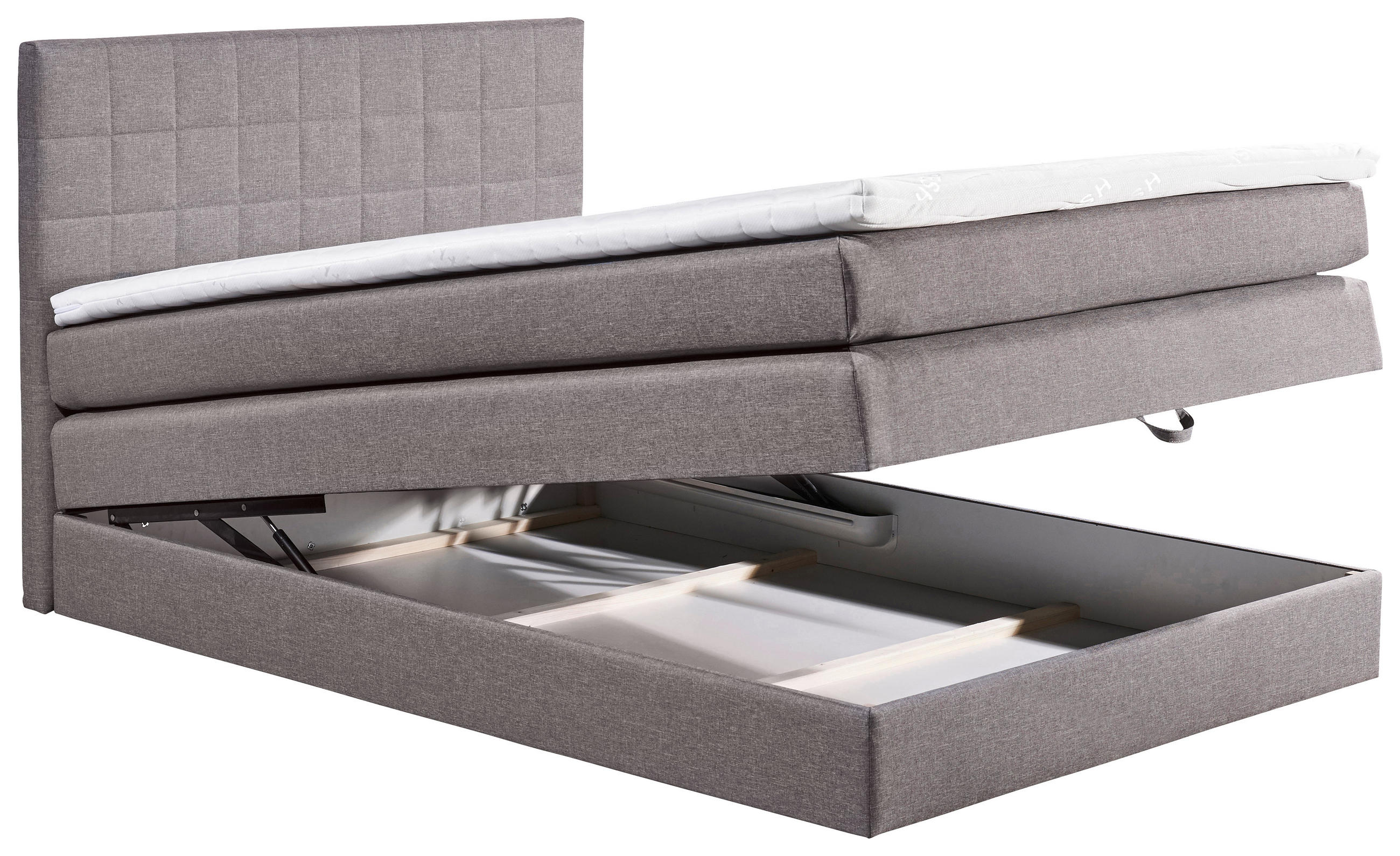 BOXSPRINGBETT 140/200 cm  in Grau  - Schwarz/Grau, Design, Holzwerkstoff/Kunststoff (140/200cm) - Xora