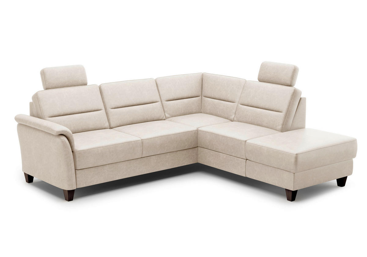 ECKSOFA in Mikrofaser Beige  236/212 cm  - Wengefarben/Beige, KONVENTIONELL, Holz/Textil (236/212cm) - Sit & More