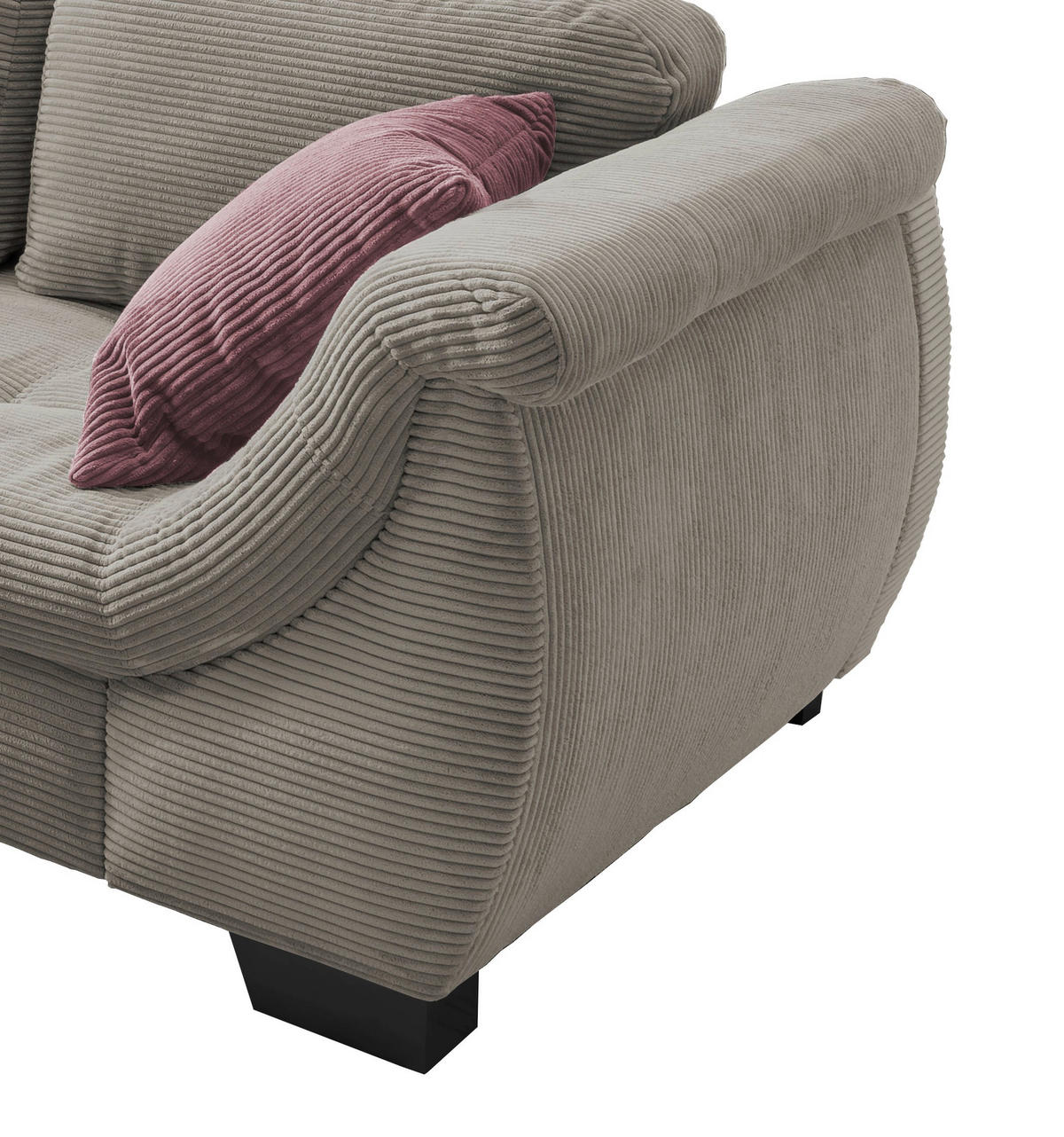 ECKSOFA in Cord Graubraun  - Koralle/Graubraun, Design, Holz/Textil (190/250cm) - MID.YOU