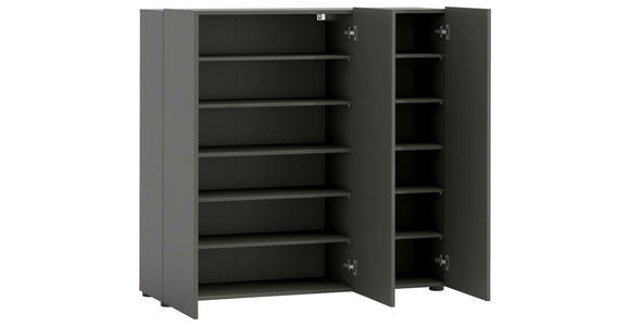 SCHUHSCHRANK in 120/115/34 cm - Anthrazit/Schwarz, Design, Holzwerkstoff/Kunststoff (120/115/34cm) - Xora