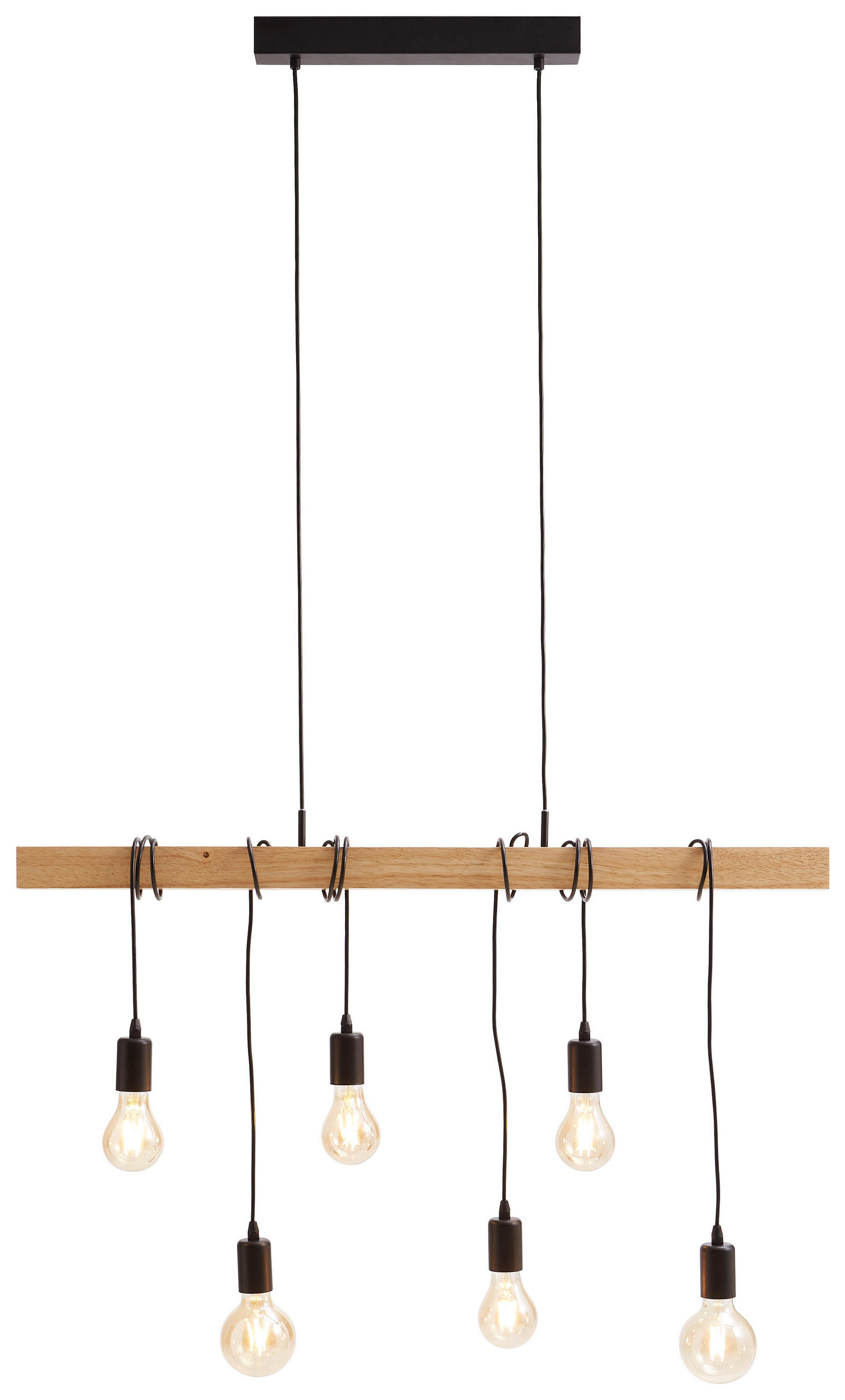 HÄNGELEUCHTE 100 cm - Schwarz/Braun, Lifestyle, Holz/Metall (100cm) - Marama
