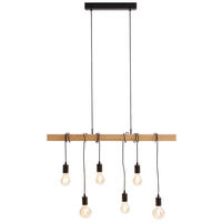 HÄNGELEUCHTE   100 cm  - Schwarz/Braun, Lifestyle, Holz/Metall (100cm) - Marama
