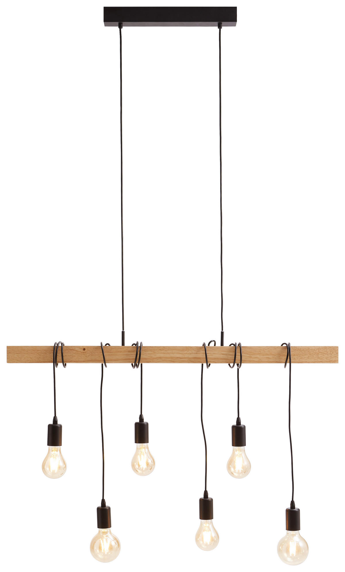 HÄNGELEUCHTE   100 cm  - Schwarz/Braun, Lifestyle, Holz/Metall (100cm) - Marama