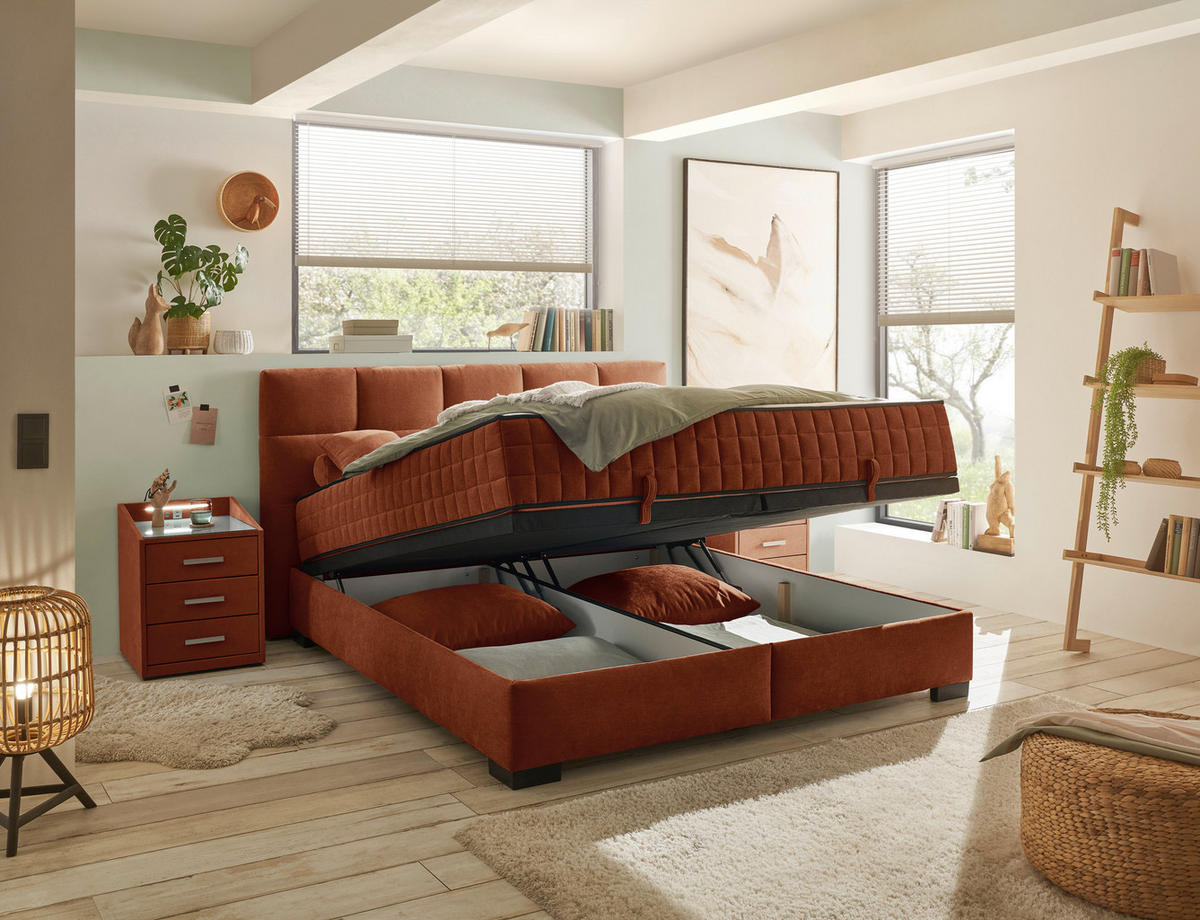 BOXBETT 160/200 cm  in Cognac  - Cognac/Schwarz, Modern, Holzwerkstoff/Kunststoff (160/200cm) - MID.YOU
