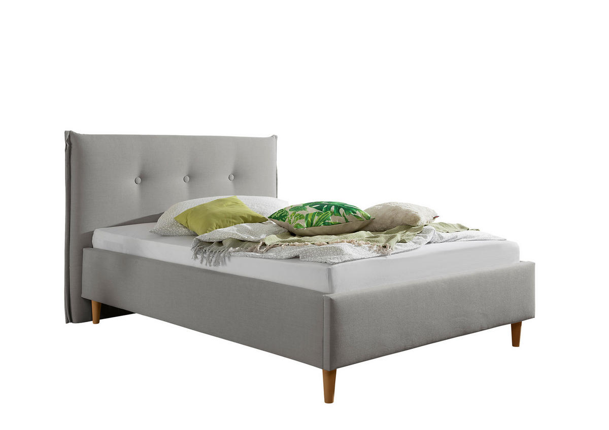 POLSTERBETT 140/200 cm,  in Grau,  - Naturfarben/Grau, MODERN, Holz/Textil (140/200cm) - Livetastic
