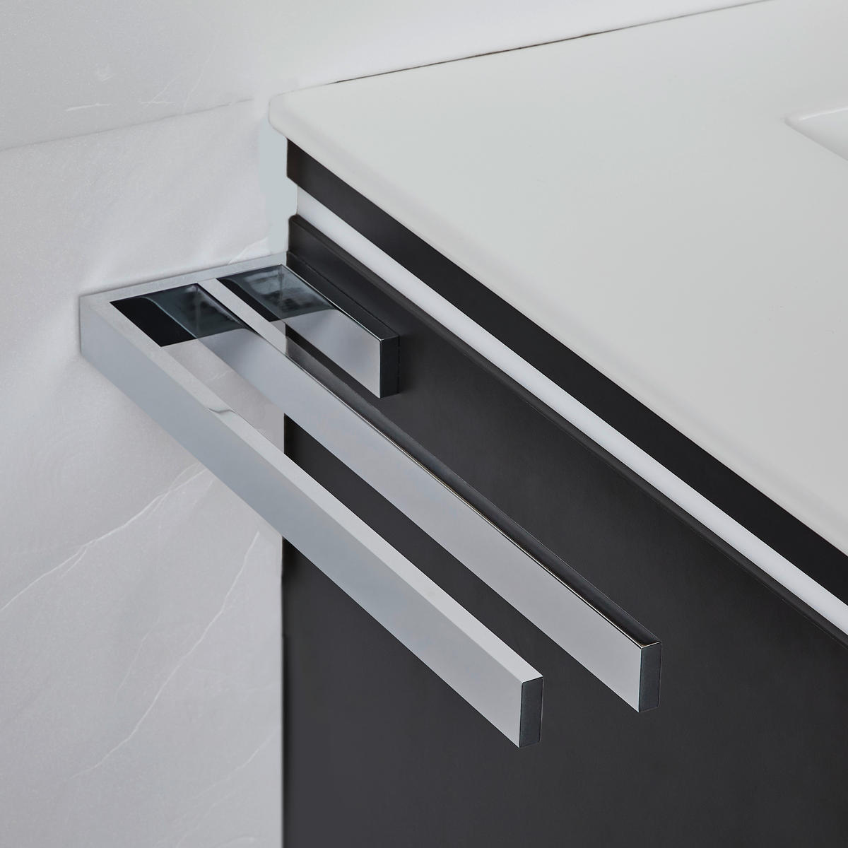 BADEZIMMER 3-teilig  in 90 cm  - Chromfarben/Weiß, Basics, Glas/Keramik (90cm) - Novel