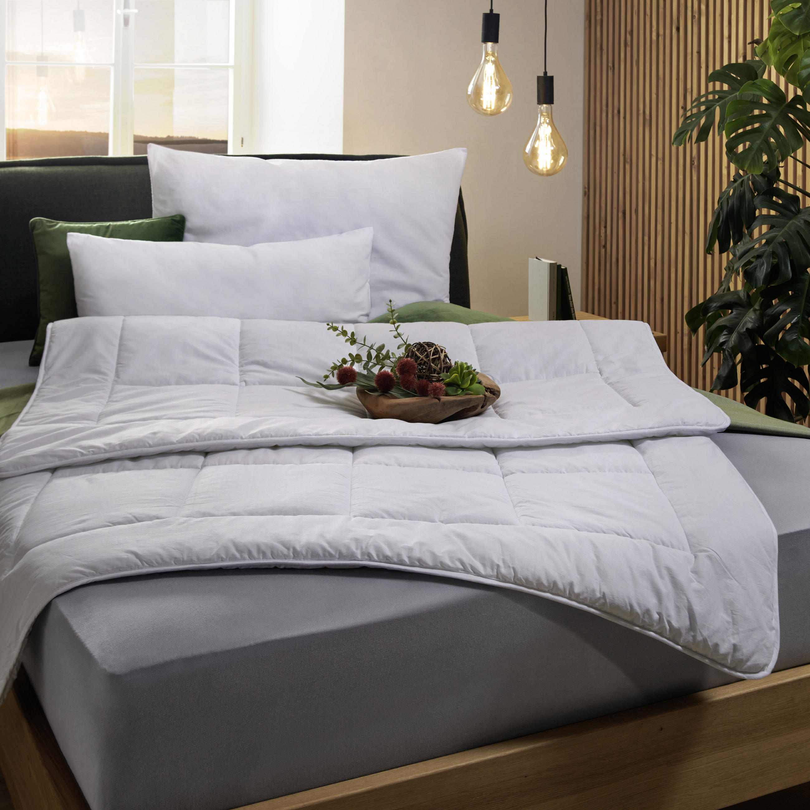 KAZETOVÁ PŘIKRÝVKA, 140/200 cm, peří, prachové peří, borovice limba - bílá, Basics, textil (140/200cm) - Sleeptex