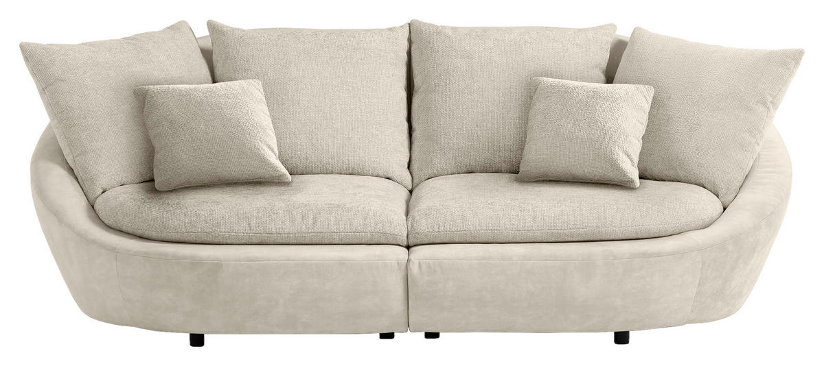 BIGSOFA Chenille Weiß, Beige  - Beige/Hellgrau, MODERN, Kunststoff/Textil (237/87/131cm) - Trendmanufaktur