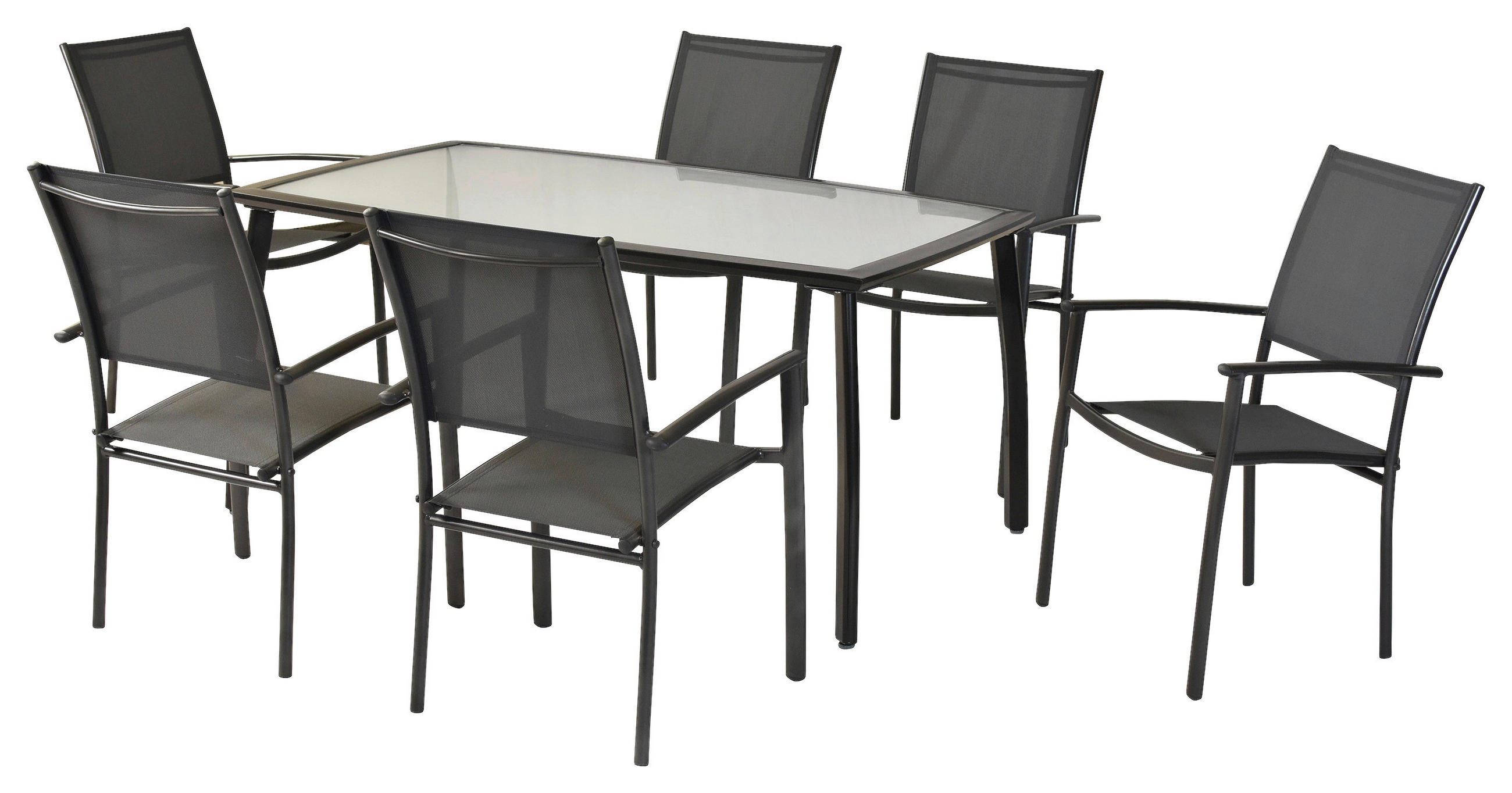 GARTENSET 7-teilig  - Graphitfarben/Grau, MODERN, Textil/Metall - Gardenson