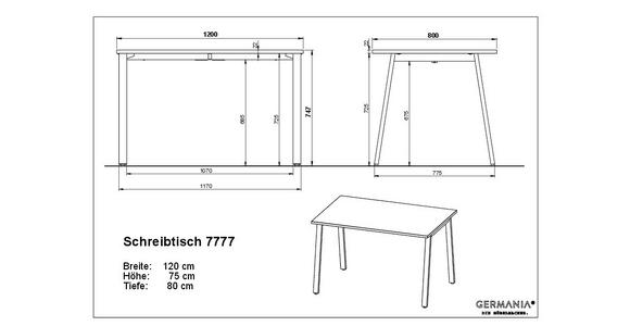 SCHREIBTISCH 120/80/75 cm  in Schwarz, Eichefarben  - Eichefarben/Schwarz, MODERN, Holzwerkstoff/Metall (120/80/75cm) - Novel