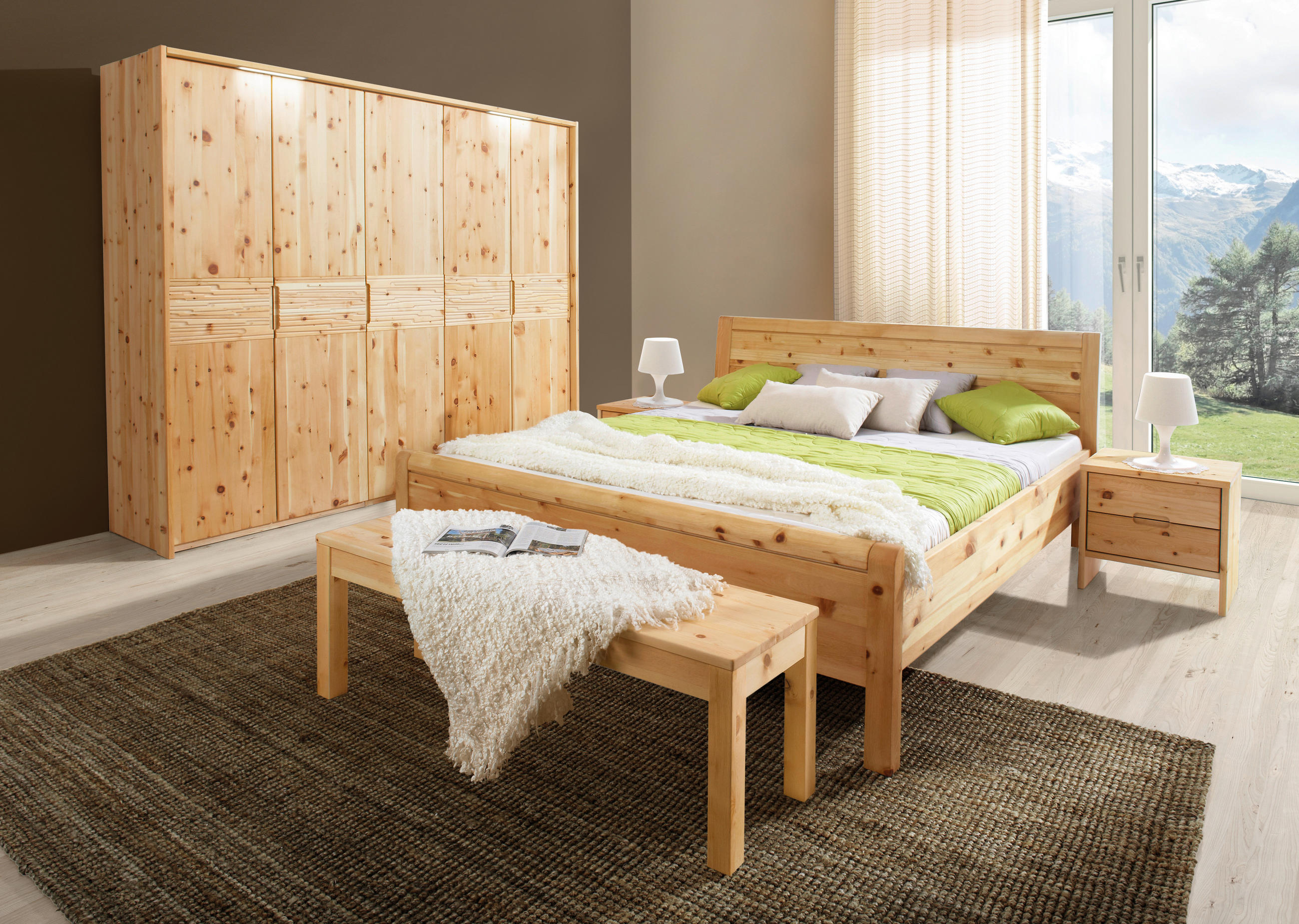 BETT 180/200 cm  in Zirbelkieferfarben  - Zirbelkieferfarben, Natur, Holz (180/200cm) - Linea Natura