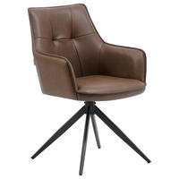 STOLICA S NASLONOM ZA RUKE  smeđa, crna  drvo, metal, tekstil      - smeđa/crna, Moderno, drvo/metal (58/87/61,5cm) - Livetastic