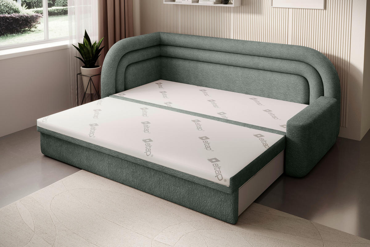 RÉCAMIERE Teddystoff Grün  - Schwarz/Grün, Design, Kunststoff/Textil (86/80/223cm) - MID.YOU