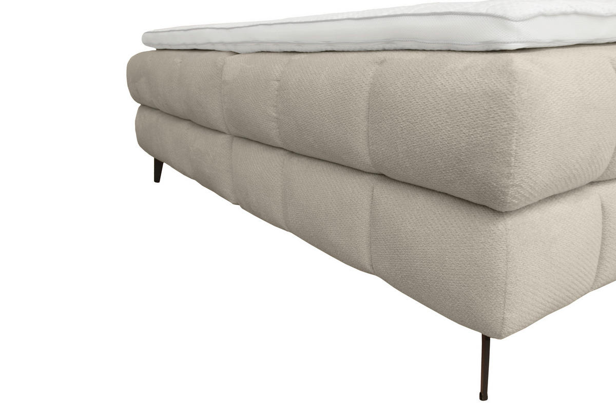 BOXBETT 140/200 cm,  in Weiß, Bettkasten, Topper, H3 + H3 = fest  - Schwarz/Weiß, Trend, Textil/Metall (140/200cm) - Esposa