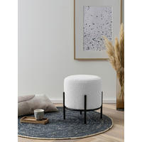 HOCKER Bouclé Schwarz, Weiß  - Schwarz/Weiß, MODERN, Textil/Metall (35/38/35cm) - Livetastic