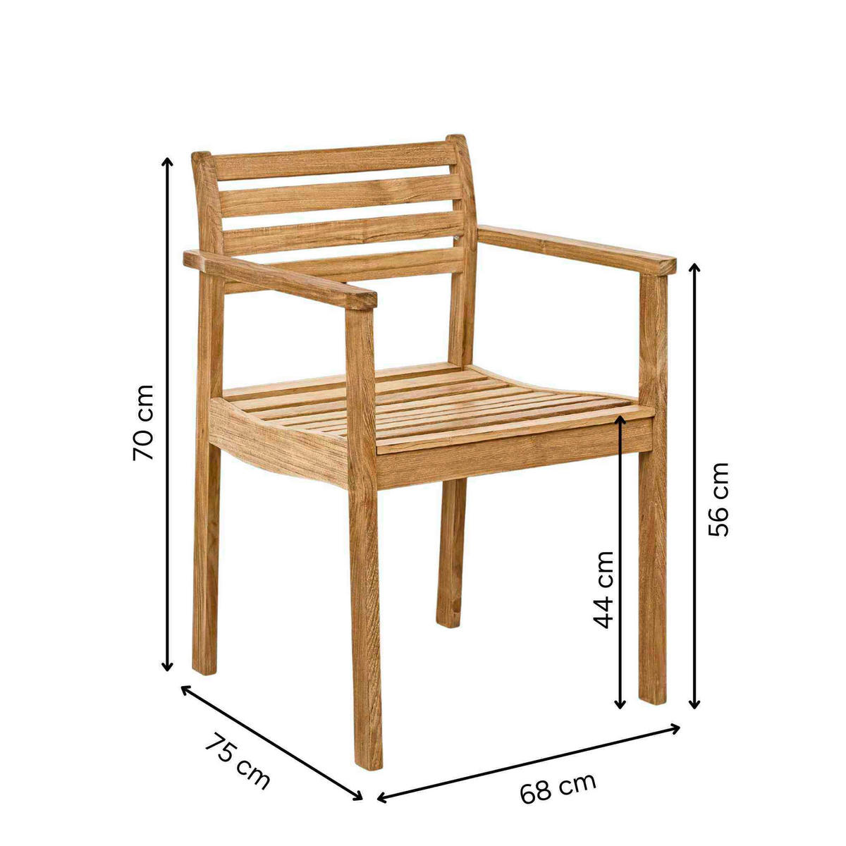GARTENSTUHL in Holz Naturfarben, Teakfarben  - Naturfarben/Teakfarben, Design, Holz (56/79/53cm) - Livetastic