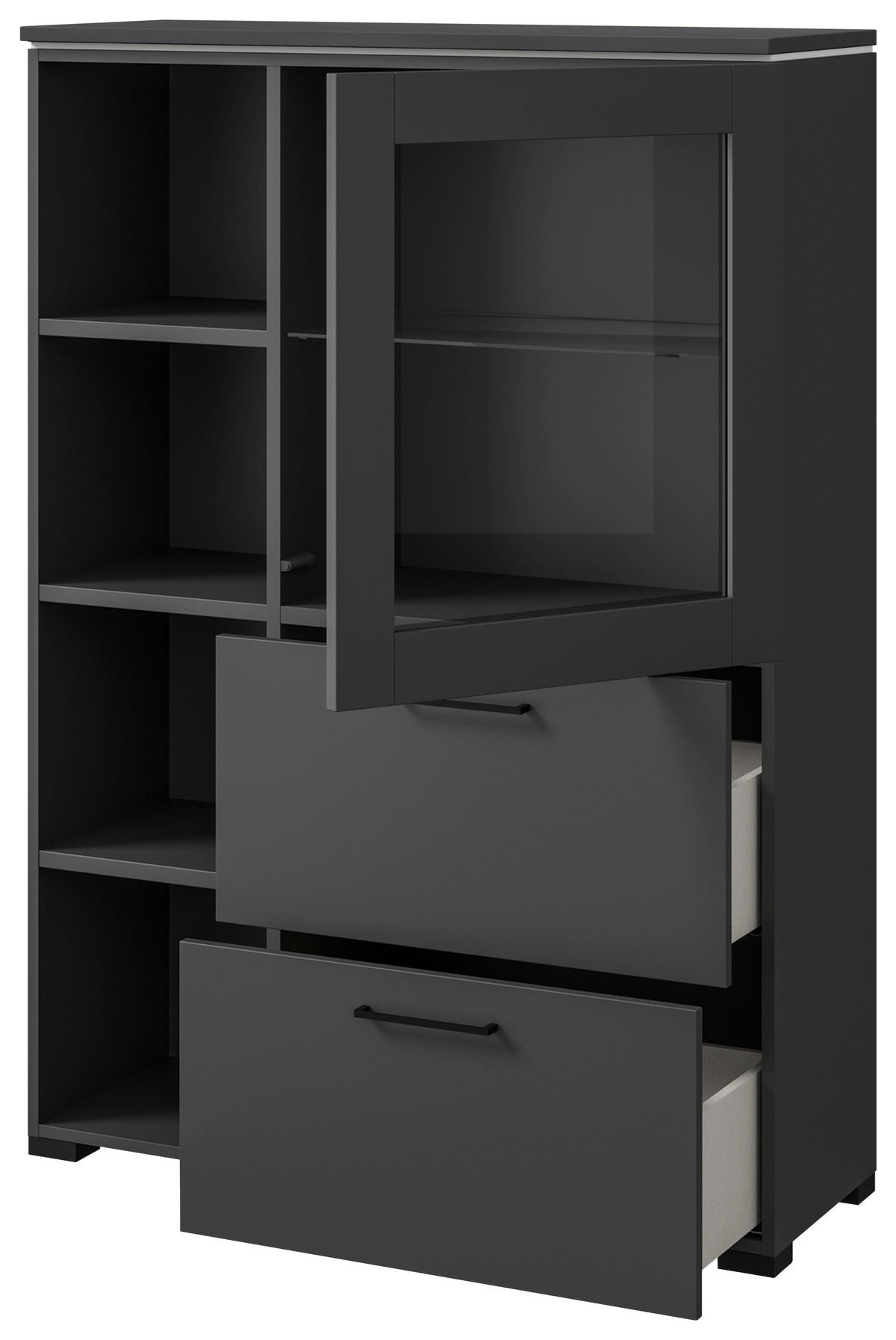 VITRINE in Graphitfarben  - Anthrazit/Graphitfarben, Design, Glas/Holzwerkstoff (100/143,3/41,9cm) - Cantus