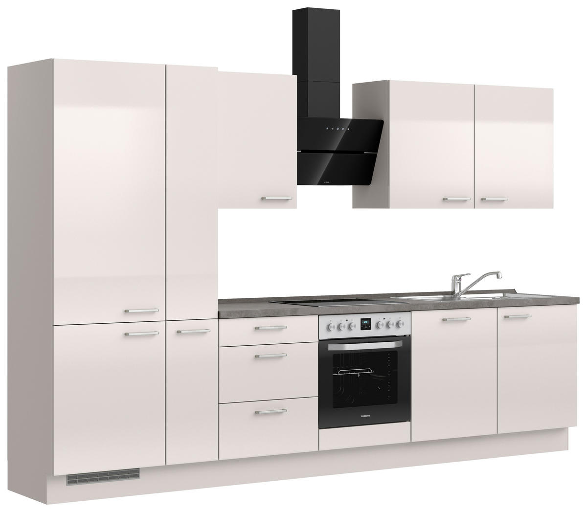 KÜCHENBLOCK Flash 330 cm  in Schieferfarben, Hellgrau  - Schieferfarben/Edelstahlfarben, MODERN, Holzwerkstoff/Metall (330cm) - Nobilia