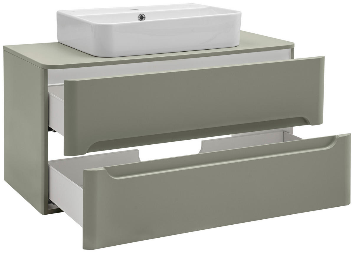 WASCHTISCHKOMBI 101 cm  - Schilfgrün/Weiß, KONVENTIONELL, Keramik/Holzwerkstoff (101cm) - Xora