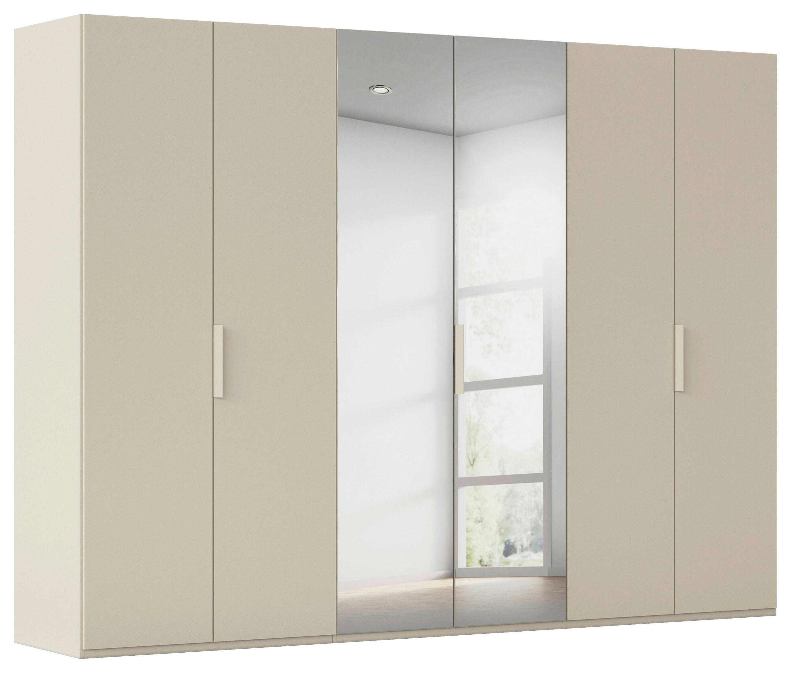 DREHTÜRENSCHRANK 301/223/61 cm,  in Champagner, 6-türig  - Champagner, Basics, Glas/Holzwerkstoff (301/223/61cm) - Novel