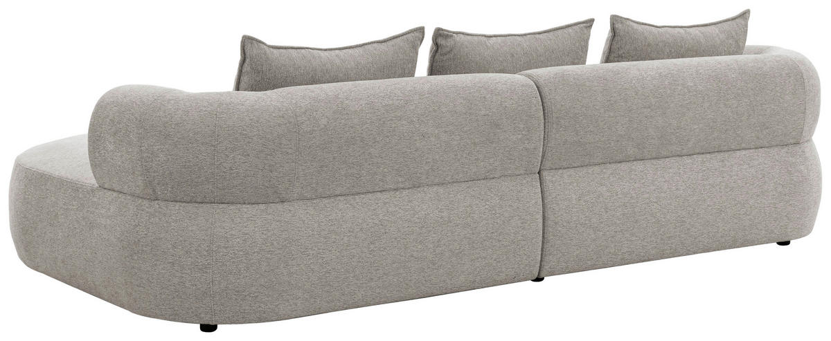 ECKSOFA in Chenille Hellgrau  - Hellgrau/Schwarz, Design, Kunststoff/Textil (256/156cm) - Livetastic