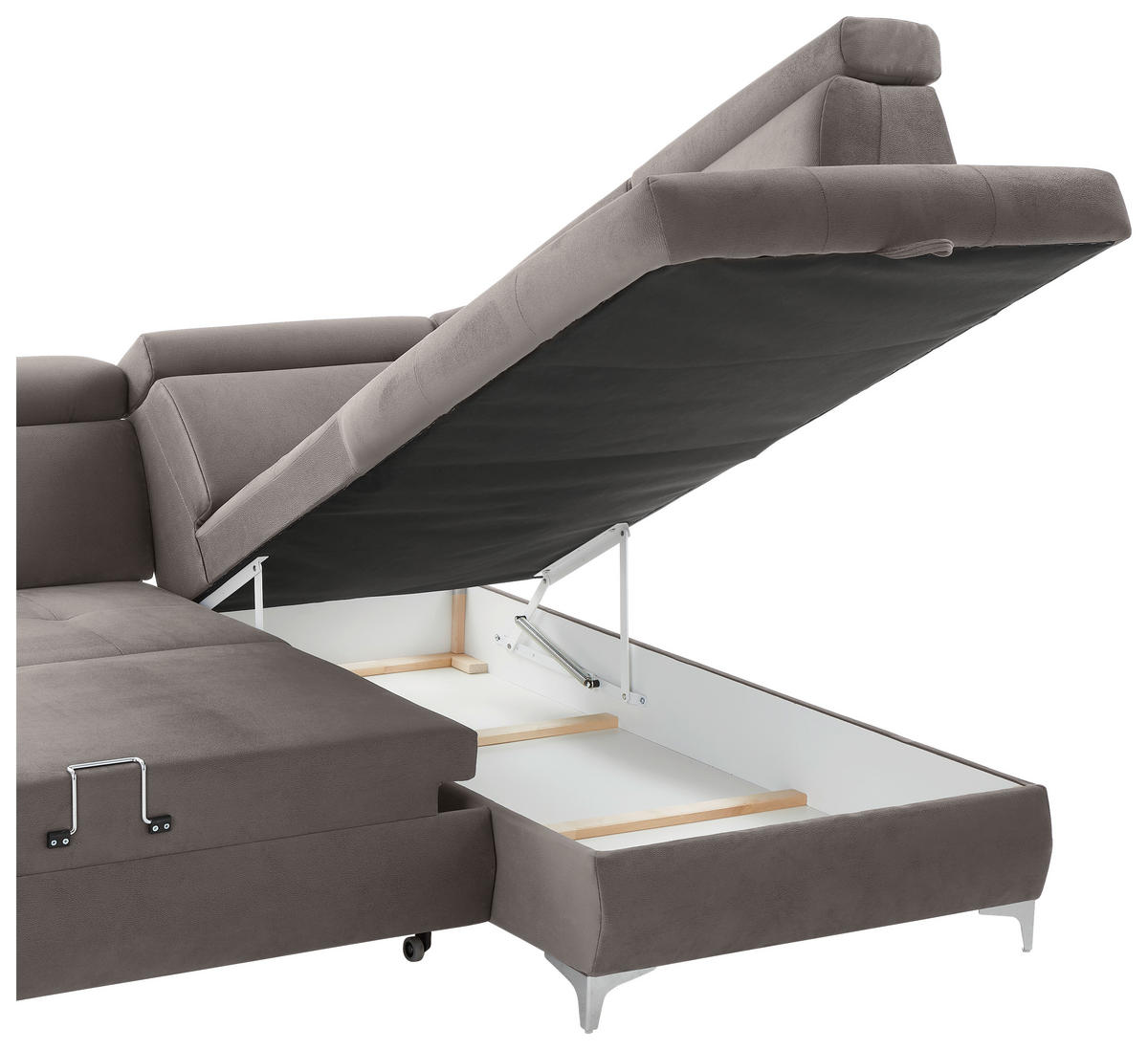 ECKSOFA in Mikrofaser Taupe  - Taupe/Chromfarben, Konventionell, Textil/Metall (271/206cm) - Carryhome