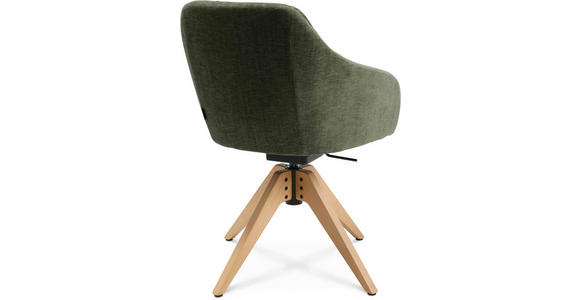 ARMLEHNSTUHL in Velours - Eichefarben/Grün, Design, Holz/Textil (58/82,5-85,2/60cm) - Johann Jakob