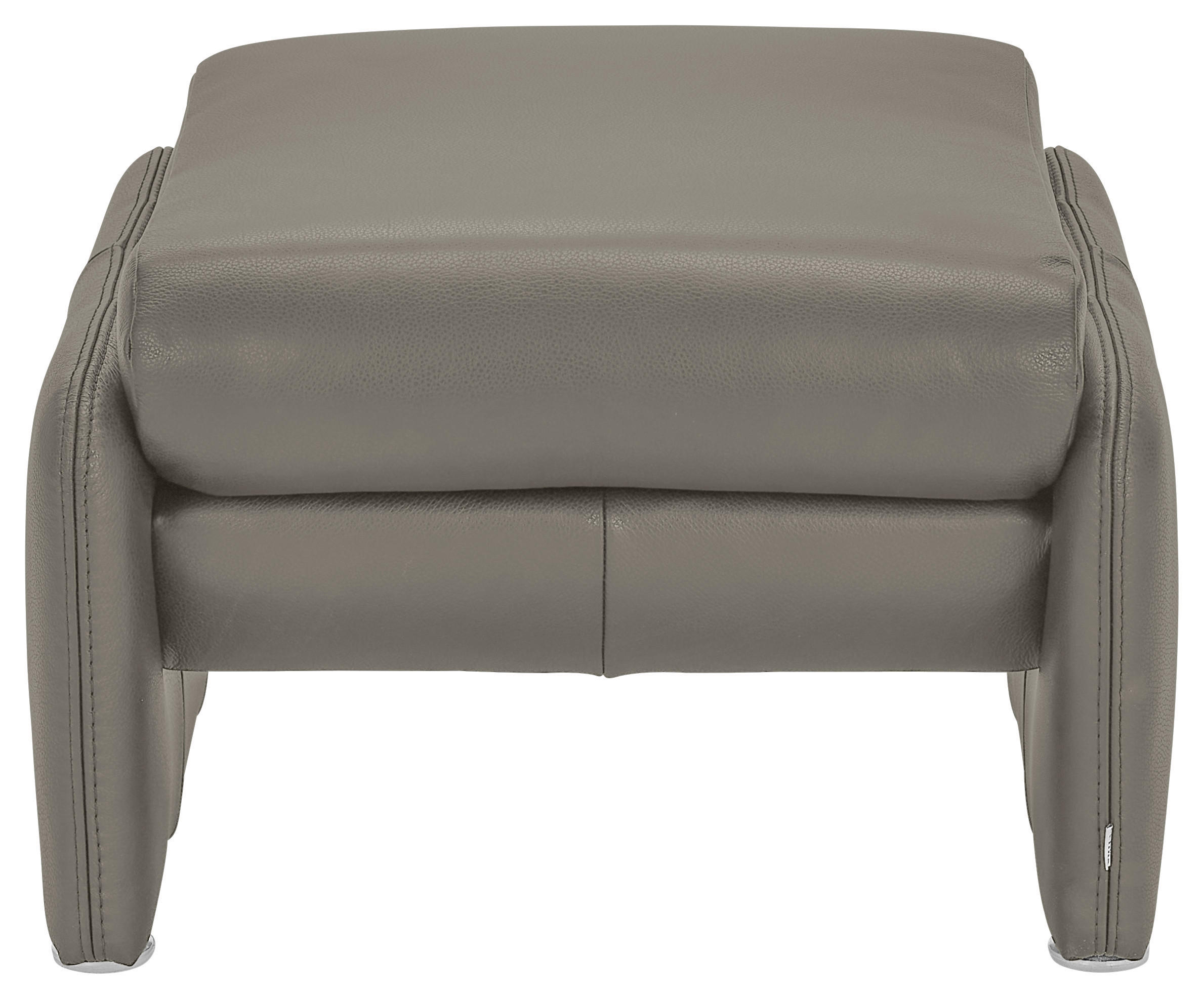 HOCKER Echtleder Grau  - Chromfarben/Grau, KONVENTIONELL, Leder/Metall (60/42/62cm) - Celina Home
