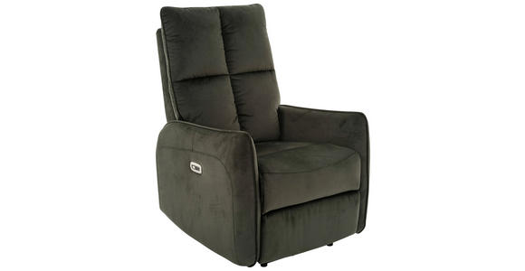 RELAXSESSEL Samt Relaxfunktion, Rücken echt    - Schwarz/Grün, Design, Textil/Metall (76/109/87cm) - Carryhome