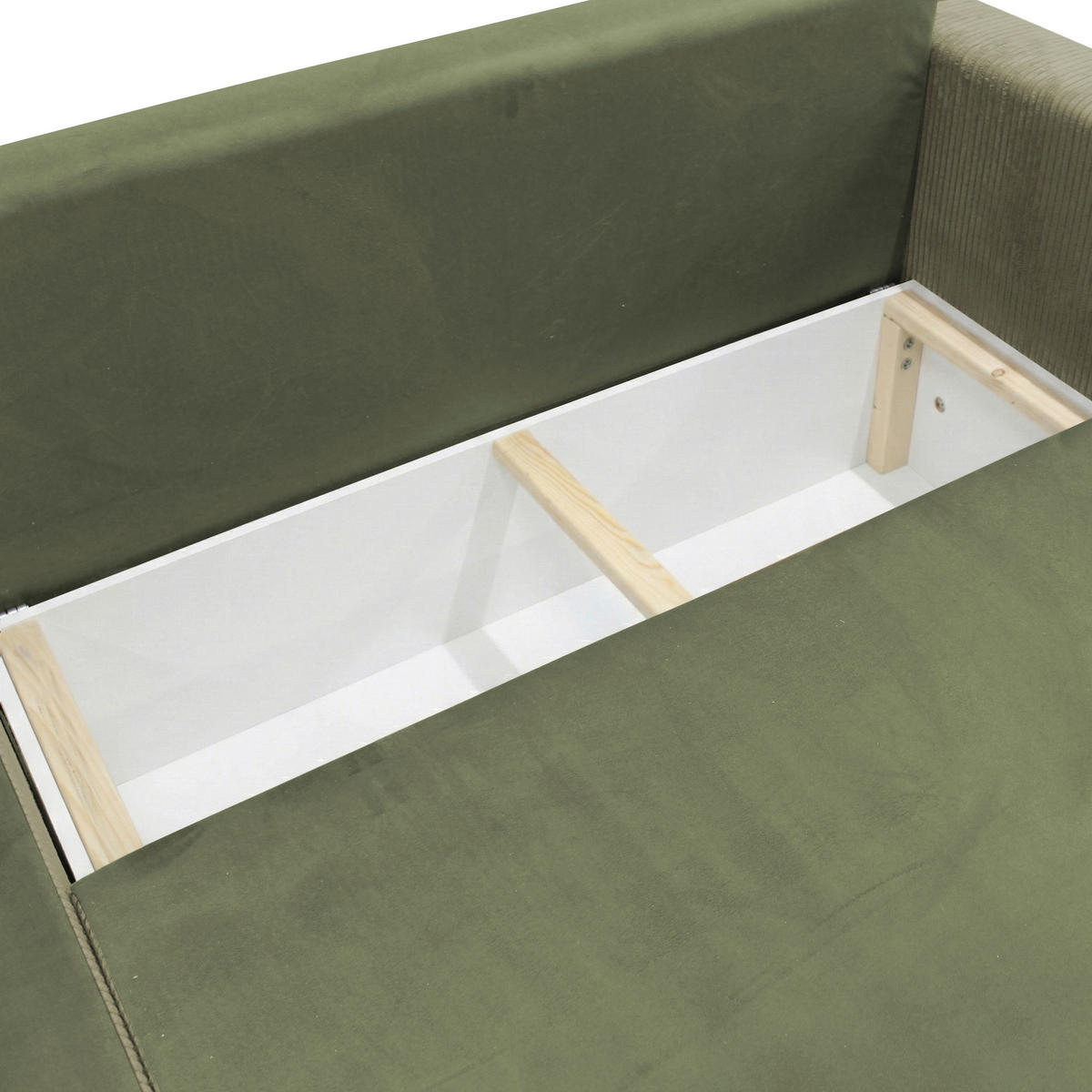 ECKSOFA STELLA Grün Plüsch Rückenkissen, Bettkasten  - Schwarz/Grün, Design, Kunststoff/Textil (166/234cm) - MID.YOU