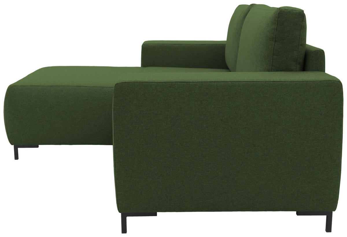 ECKSOFA in Webstoff Grün  242/160 cm  - Schwarz/Grün, Design, Textil/Metall (242/160cm) - LOOKS by W.Joop