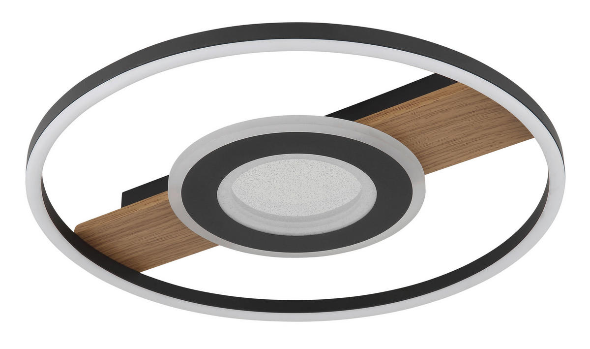 LED-DECKENLEUCHTE 40,5/5,5 cm   - Klar/Dunkelbraun, Natur, Kunststoff/Metall (40,5/5,5cm) - Globo