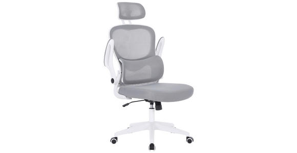 DREHSTUHL  in Netzbespannung Grau, Weiß  - Weiß/Grau, KONVENTIONELL, Kunststoff/Textil (63,5/122-132/66cm) - Carryhome