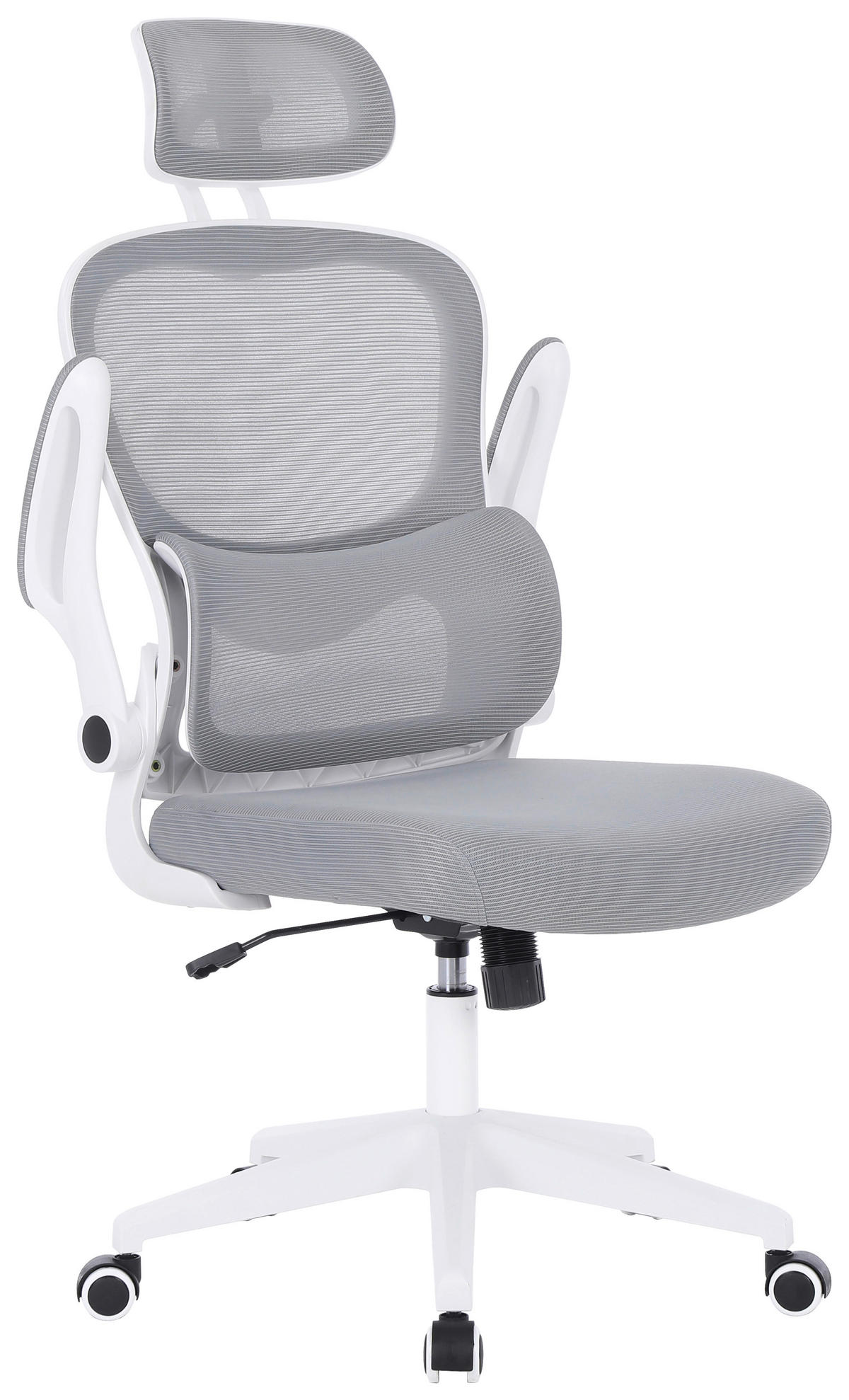 DREHSTUHL  in Netzbespannung Grau, Weiss  - Weiss/Grau, Konventionell, Kunststoff/Textil (63,5/122-132/66cm) - Carryhome