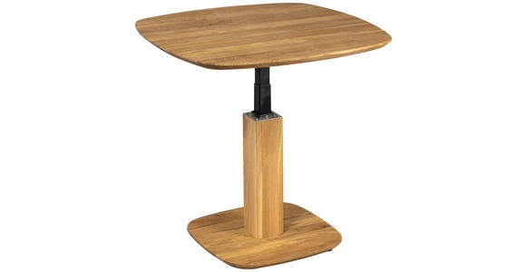 COUCHTISCH Eiche Hartholz 70/70/55-69 cm quadratisch Eichefarben  - Eichefarben, Design, Holz/Kunststoff (70/70/55-69cm) - Linea Natura