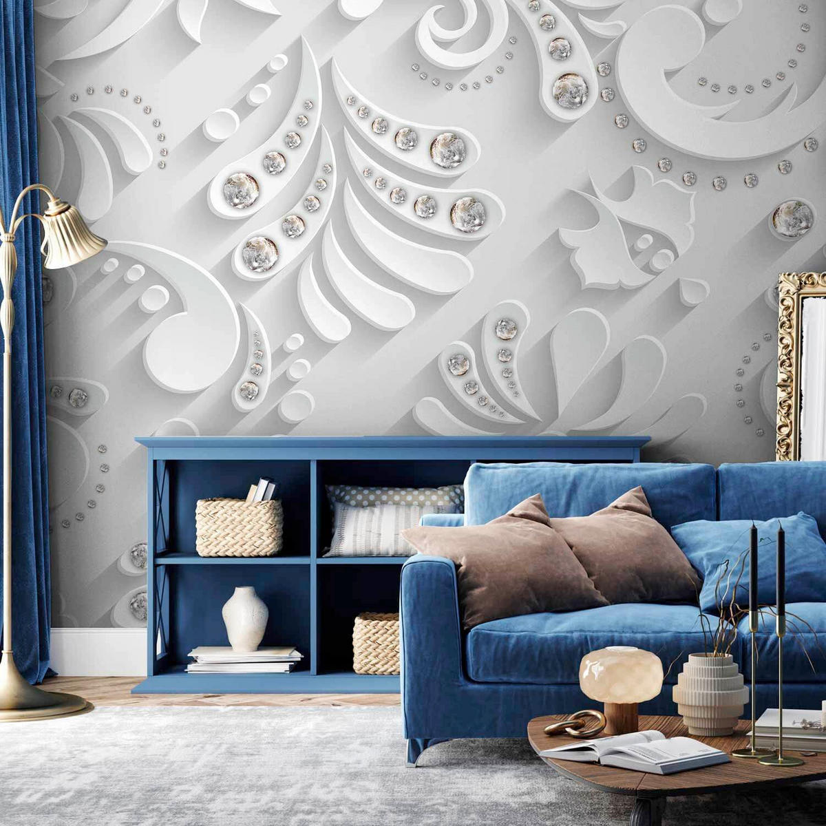 FOTOTAPET 200/140 cm  - vit/silver, Lifestyle, textil (200/140cm) - artgeist